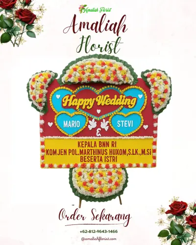Karangan Papan Bunga Pernikahan di Sigambir
